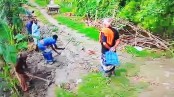 সরকারি রাস্তার ইট তুলে মাটি কেটে জায়গা দখল!