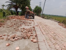 কালীগঞ্জে সড়কের পিচ তুলে ইট বিছানো হচ্ছে!