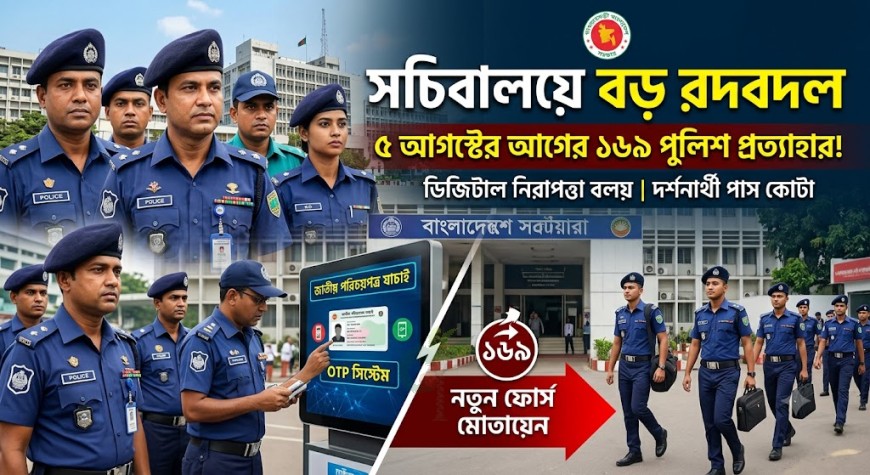 সচিবালয়ের নিরাপত্তার দায়িত্ব থেকে সরানো হচ্ছে ৫ আগস্টের আগের ১৬৯ পুলিশ সদস্যকে