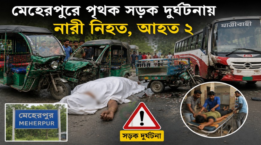 মেহেরপুরে পৃথক সড়ক দুর্ঘটনায় নারী নিহত, আহত ২