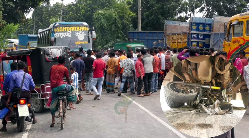 ঝিনাইদহে বাসচাপায় স্ত্রী নিহত, সেনাসদস্য স্বামী গুরুতর