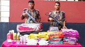 যশোরে বিজিবির হাতে শাড়ি-কসমেটিকসসহ চোরাচালানি পণ্য জব্দ