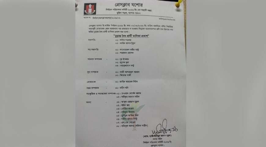 প্রেসক্লাব যশোরের নির্বাচন: মনোনয়নপত্র প্রত্যাহার করেননি কেউ